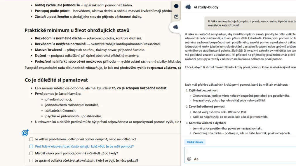 Ai study-buddy ti pomůže se zorientovat v&nbsp;různých tématech.